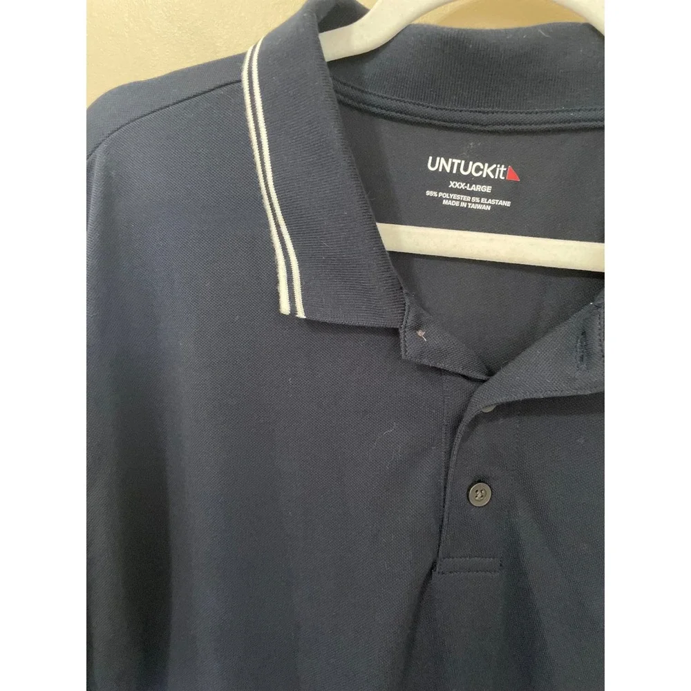UNTUCKit Caesar Long Sleeve Polo Shirt  Mens XXXL Navy Blue Preppy Nautical